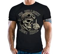Gasoline Bandit Maglietta da motociclista, da uomo, Just Ride, Nero , L