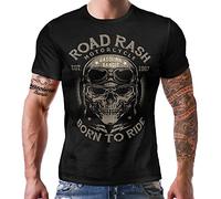 Gasoline Bandit - Maglietta originale da motociclista, con scritta Road Rash - Born to Ride (lingua italiana non garantita), Nero , XXL