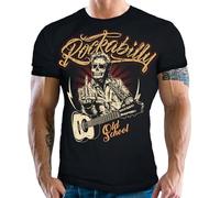 Gasoline Bandit Rockabilly - Maglietta, motivo: Old School Nero L
