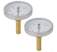 Gastagrav Confezione da 2 termometri bimetallici da 63 mm con attacco filettato da 1/2 per serbatoio dell'acqua calda e visualizzazione della temperatura dell'apparecchio di riscaldamento