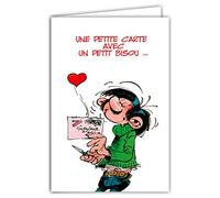 Gaston Lagaffe GLCT-0125, Biglietto con scritta in francese “Je t'aime”, baci cuori amore