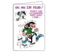 Gaston Lagaffe glct-0147 scheda di compleanno con motivo un anno di più età