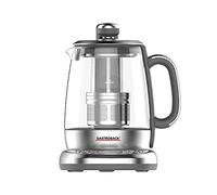 GASTROBACK 42440 Design Automat Advanced Plus - Bollitore automatico per tè e acqua (2 in 1), timer 24 ore, filtro per tè in acciaio inox, contenitore in vetro da 1,5 l, 2.000 Watt, vetro, argento