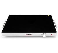 Gastroback 42491 Design Warmhalteplatte, Warming Tray, Speisenwärmer, Tellerwärmer, 400 Watt, Extra Große Heizfläche Piastra riscaldante, Vetro Termico Satinato, Nero-Argento