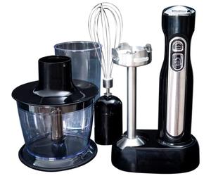 Gastronoma 18210002 - Set di frullatore a immersione 3 in 1, frusta, frullatore ad immersione, perfetto per mescolare salse e zuppe senza fili in modo rapido ed efficiente, in acciaio inox, nero