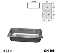 Gastronorm GN 1/4 Vaschette Acciaio Inox Bacinelle Contenitori Vassoio 265x162mm