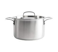 Gastrotools pentola 5 strati 4L con coperchio - acciaio inox con nucleo in alluminio per calore uniforme - Manico CoolGrip - induzione - senza PFAS - realizzata a mano in Italia
