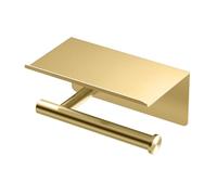 Gatco 1420B Latitude II - Porta carta igienica con ripiano mobile, in ottone spazzolato, montaggio a parete, 17,8 cm, con ripiano per cellulare, per bagno