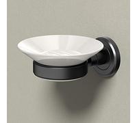 Gatco Latitude II Porcelain Soap Dish with Holder Portasapone da Parete in Porcellana con Supporto, Z, Nero Opaco/Bianco