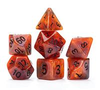 Gate Keeper Games and Dice: Aether Dice: Fireball - 7pc RPG Set, Orange, Smoke &