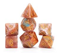 Gate Keeper Games and Dice: Aether Dice: Heavenly - 7pc RPG Set, Gold, Rouge, Wh