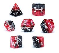 Gate Keeper Games & Dice: Mighty Tiny Dice: Lava Rocks - 7 pc - RPG Dice Set, Black-Clear-Red, 3-Layer Supernova Style,12mm Resin Dice