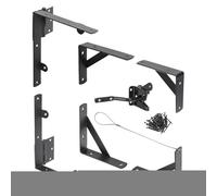 Gate Kit, Hardware Set, Heavy Duty Corner Brace Bracket, Black Shed Door Latch Locking System, Entry Accessory for Driveway Fence Pool Barn Corral Garden Home Ranch Deck Installation
