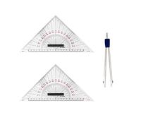 GATE14® Kit per Carteggio Nautico: 2 Squadrette Graduate e 1 Compasso di Precisione