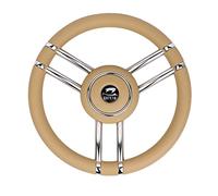GATE14® Volante per Barca o Gommone a 6 Razze 'Elba' in Acciaio Inossidabile e Poliuretano Avorio Ø 35 cm