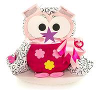 Gâteau de couches - mignon hibou/gâteau de couches couches pour bébé dans un beau de 2 Couleur argile (Rose/rose)//Cadeau de naissance, baptême, baby shower//Cadeau Original et Pratique Pour le bébé