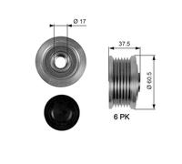 GATES OAP7048 Dispositivo ruota libera alternatore per ALFA ROMEO,FIAT,LANCIA