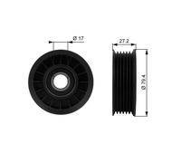 GATES T38009 Galoppino guidacinghia cinghia Poly-V 80mm per CHEVROLET CAMARO F