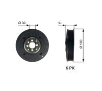 GATES TVD1004 Puleggia cinghia, Albero a gomiti per AUDI,FORD,SEAT,VW
