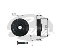 GATES TVD1006A Puleggia cinghia, Albero a gomiti per CITROËN,FIAT,LANCIA,PEUGEOT