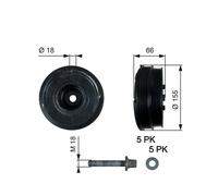 GATES TVD1037A Puleggia cinghia, Albero a gomiti per BMW