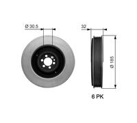 GATES TVD1042 PULEGGIA CINGHIA, ALBERO A GOMITI