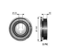 GATES TVD1052 Puleggia cinghia albero a gomiti