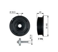 GATES TVD1054A PULEGGIA CINGHIA, ALBERO A GOMITI