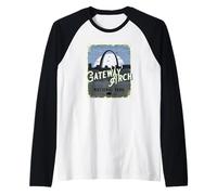 Gateway Arch National Park Vintage Viaggi Vacanze Souvenir Maglia con Maniche Raglan