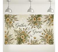 Gather & Grow - Sfondo floreale da parete, design botanico vintage per interni ed esterni, decorazioni rustiche per feste, eventi primaverili/estivi, 180 x 109 cm