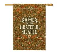 Gather with Grateful Hearts, bandiera botanica della casa, 71 x 101 cm | Decorazione per la casa autunnale, bandiera del cortile, illustrazione botanica vintage, stile fattoria stagionale