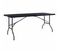 Gatherant Tavolo da giardino pieghevole, nero, 180 x 75 x 72 cm, per esterni, resistente alle intemperie, stabile, con maniglia per il trasporto, per terrazza, balcone, picnic e campeggio