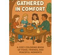 Gathered in Comfort: A Cozy Coloring Book of Food, Friends, and Peaceful Moments: Easy-to-Color Black-and-White Illustrations of People Sharing Meals, Warm Conversations, and Everyday Joys