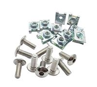 GatherTOOL 10 Set Coperchio in plastica bullone a Vite in Acciaio Inossidabile Argento e Clip a U con Dado M6 6 mm M5 5 mm for Moto Scooter ciclomotore ATV (Color : M6X12)