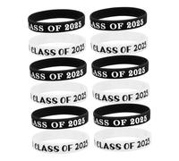 GATHINESS 12 Braccialetti Elastici in Silicone per Festa di Laurea Class Of 2025, Souvenir per Studenti, Resistente e Confortevole, Set da 12 Pezzi Bianco e Nero per Eventi e Celebrazioni