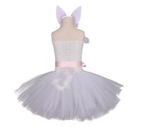 GATHINESS 2 Pezzi Costume da Coniglietta per Bambina, Set Due Pezzi Bianco | Poliestere, Vestibilità Comoda e Facile da Indossare, per Feste di Pasqua e Costumi