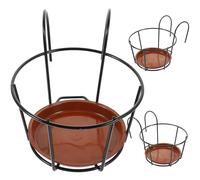 GATHINESS 3 Set Supporto Vaso da Appendere nel Balcone in Ferro Nero | Struttura in Ferro, Doppio Gancio Saldo, Design Semplice Geometrico, per Piante e Vasi da Erbe