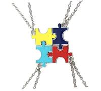 GATHINESS 4pezzi Collana da Donna con Pendenti Puzzle Quattro Design Creativo Amicizia Leggera e Resistente Regalo Bff per Migliori Amiche Accessorio Moda Colorato