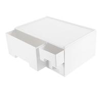 GATHINESS Alzatina per Schermo Bianca in ABS Cassetto, Supporto per Monitor del Computer Multifunzionale per Ufficio Lavorazione e Spazio per Riporre Oggetti
