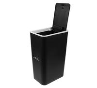 GATHINESS Bidone Spazzatura Stretto 10l in Plastica PP Nero per Spazi | Design Salvaspazio, Bordo Esterno Blocca il Sacco, Uso Accanto al Divano e Toilette