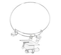 GATHINESS Bracciale da Laurea per Donne in Lega di Zinco Argento, Design Delicato e Leggero, Sicuro la Pelle, Regalo la Maturità 2024