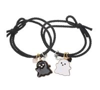 GATHINESS Bracciali da Coppia Cuore Magnetico in Lega e Corda Elastica Nera, 2 Pezzi, Design Intrecciato Elegante per Uso Quotidiano e Attività All'aperto