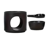 GATHINESS Bruciatore per Aromi in Materiale Ceramico Nero Design Minimalista Nordico, Supporto Stabile e Protezione Efficace Fuoriuscite, per Candele Tea Light