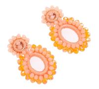 GATHINESS Orecchini Bohémien da Donna Perline Arancioni, Pendenti Geometrici a Doppio Cerchio, Leggeri e Fatti a Mano, Accessori Estivi Eleganti per Feste e Viaggi