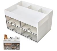 GATHINESS Organizer da Tavolo Cassetti in Pp Bianco, Struttura Multi-funzione per Cosmetici e Penne, Design Semplice e Moderno per Desktop Ordinato