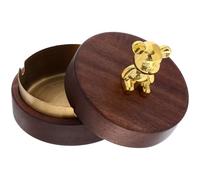 GATHINESS Posacenere Rotondo in Legno di Noce Coperchio Portatile, Design Vintage Elegante, per Uso da Tavolo in Casa, Resistente e Sicuro