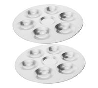 GATHINESS Set 2 Pezzi Tavolozza Rotonda in Alluminio 6 Fori, Vassoio per Miscelazione Colori, Leggera e Facile da Trasportare per Pittura ad Acquerello e Arte