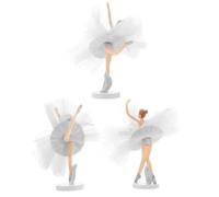 GATHINESS Set 3 Decorazioni per Torte a Forma di Ballerina in Tulle Bianco, Topper per Cupcake e Dessert Base Stabile, Decorazione per Festa di Compleanno e Bomboniera