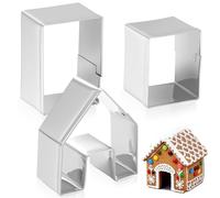 GATHINESS Set 3 Pezzi Formine per Biscotti a Forma di Casa in Acciaio Inossidabile Argento, Perfette per Cucina e Caffè, Tagliabiscotti Natalizi Divertenti