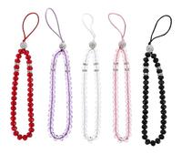 GATHINESS Set da 5 Pezzi di Cordoncini per Cellulare Perline di Cristallo Antiscivolo, Accessori Leggeri per Decorazioni Fai-da-te e Regali per Amici o Famiglia Colore Colore Casuale